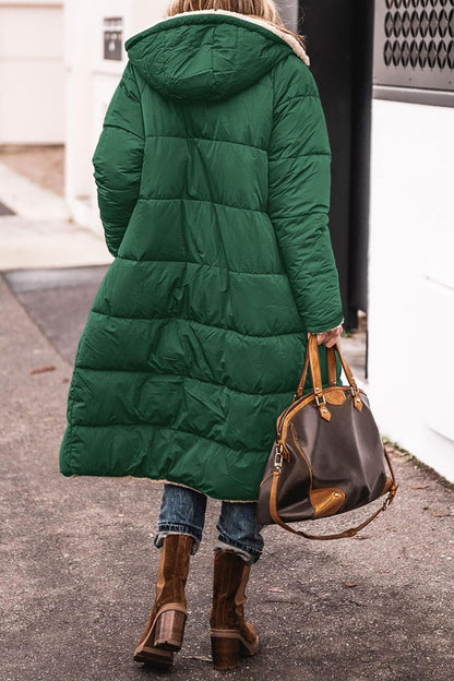 Long-sleeve Thermal Cardigan Hooded Cotton-padded Coat Mid-length