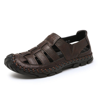 Plus-size Mens Hollow-out Sandals With A Sewn-in Sole
