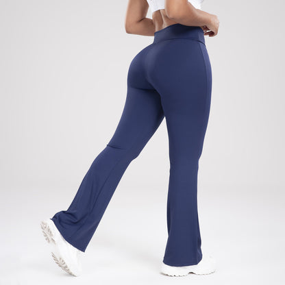 Women Crisscross Waist Flared Yoga Pants Slim Fit Outdoor Sports Casual Bell Bottom Active Trousers