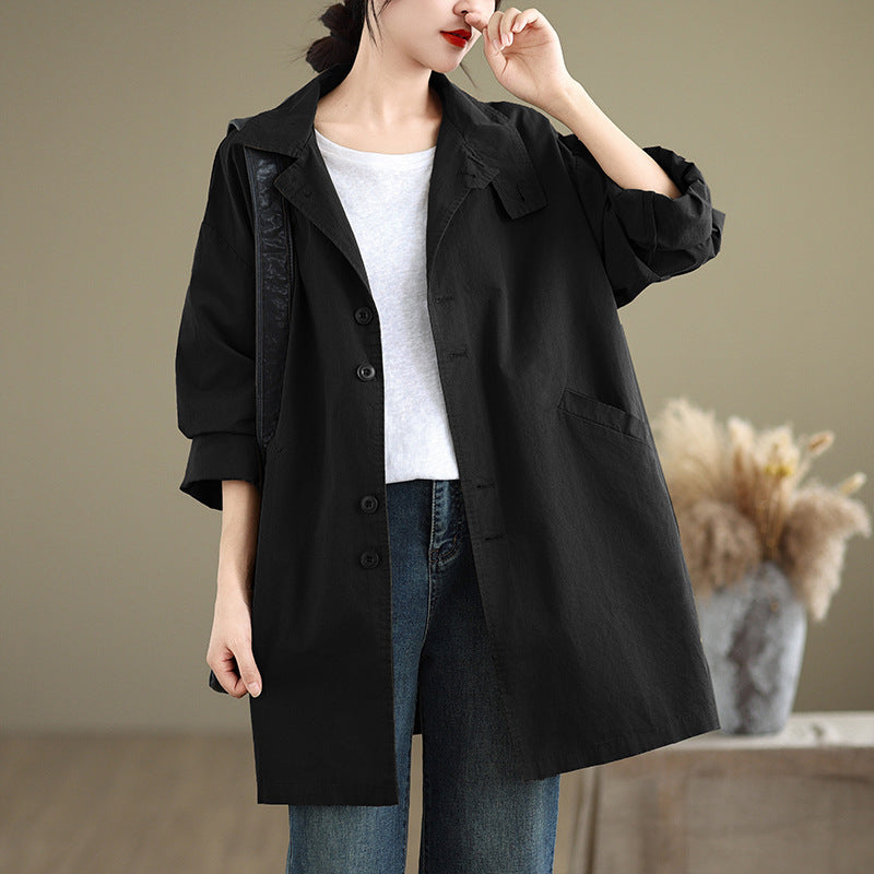 Casual Versatile Relaxed-fit Mid-length Trench Coat For Women