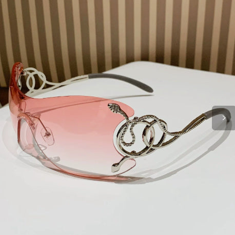 Cobra-shaped Sporty Rimless Side-cut Sunglasses