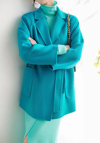 Mid-length Double-faced Wool Belted Coat
