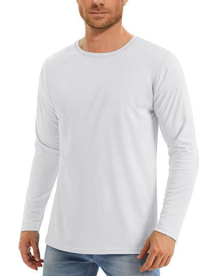 Men Solid Color Crew Neck Sun Protection Long Sleeve Shirts Uv Protection Breathable Running Athletic Base Layer Casual Tops For Spring Summer