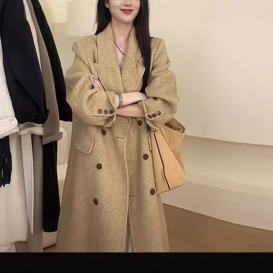 Womens Double-Faced Wool Coat With A Suit Collar