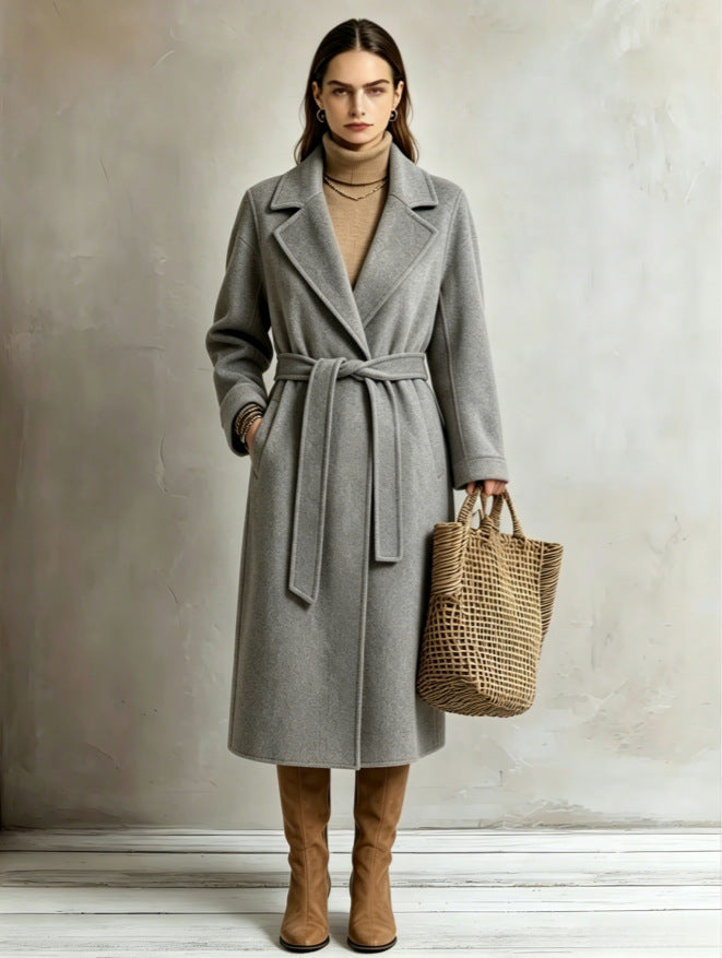Womens Elegant Long Lapel Coat For Casual And Commute Wear