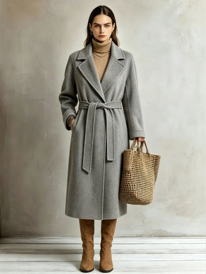 Womens Elegant Long Lapel Coat For Casual And Commute Wear