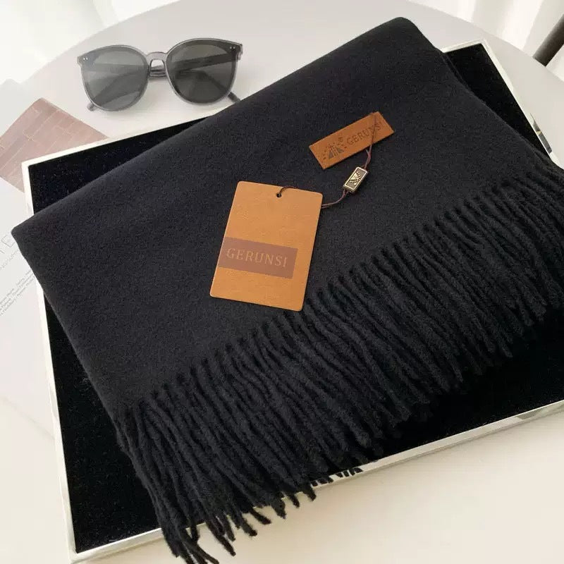 Womens Thickened Fashionable Solid-Color Tassel Scarf