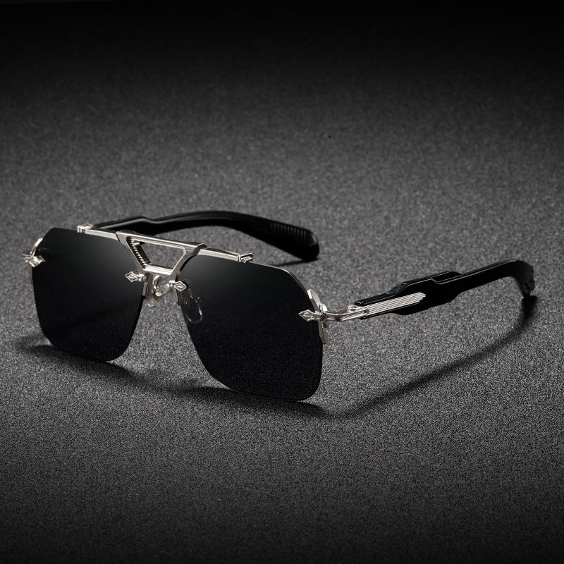 Metal Double-bridge Oversized Sunglasses
