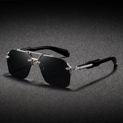 Metal Double-bridge Oversized Sunglasses