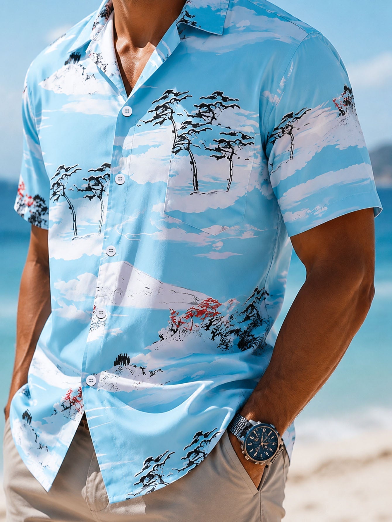 Men's Casual Hawaiian Shirt,Vibrant Prints Perfect For Holiday, Outdoor, And Parties