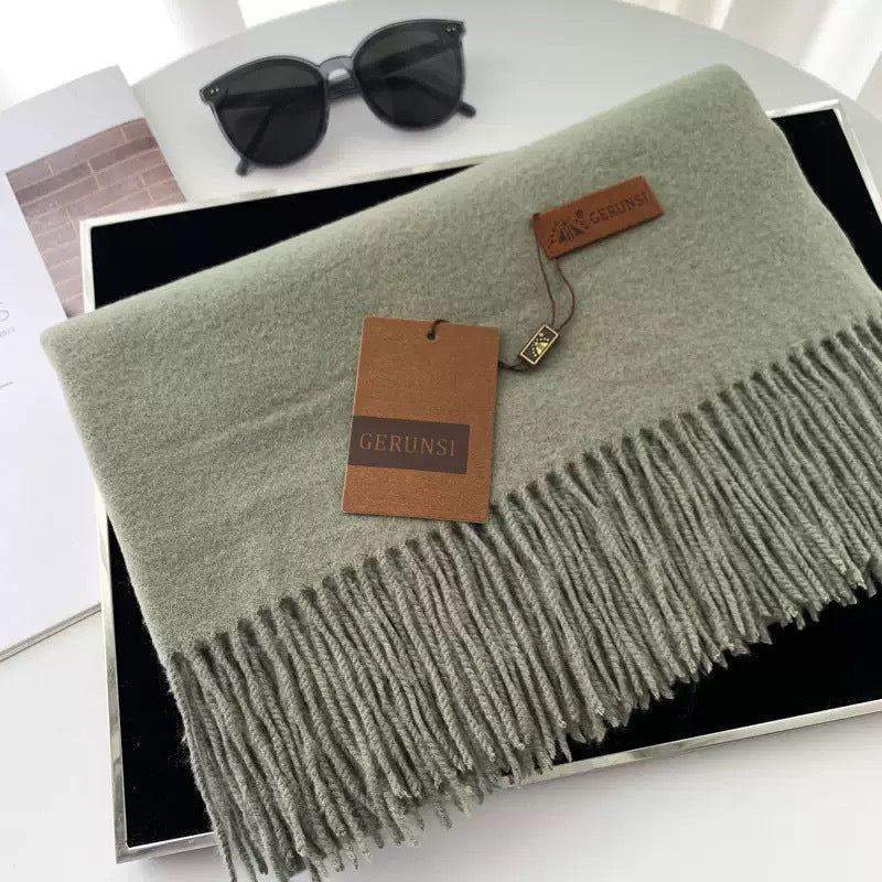 Womens Thickened Fashionable Solid-Color Tassel Scarf