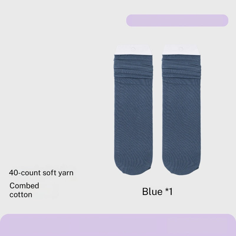 Combed Cotton Sweat-absorbent Deodorant Solid-color Knee-high Socks