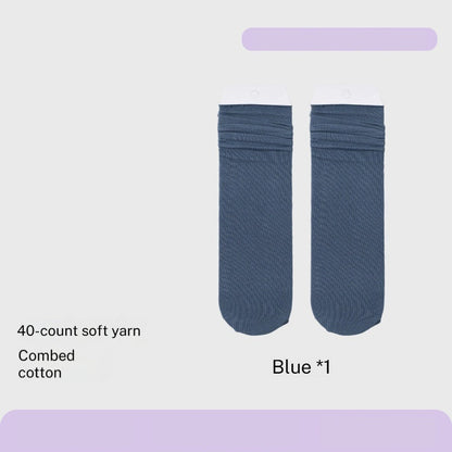 Combed Cotton Sweat-absorbent Deodorant Solid-color Knee-high Socks