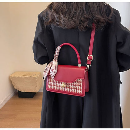 Woolen Texture Shoulder Small Square Bag