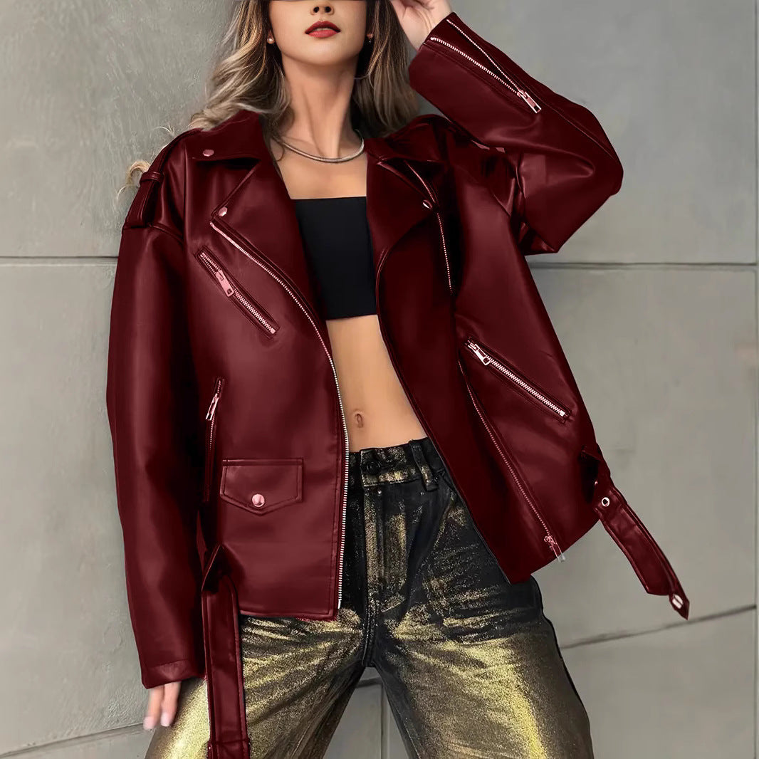 Leather Biker Jacket For Women Boyfriend-Style