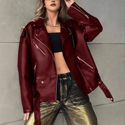 Leather Biker Jacket For Women Boyfriend-Style