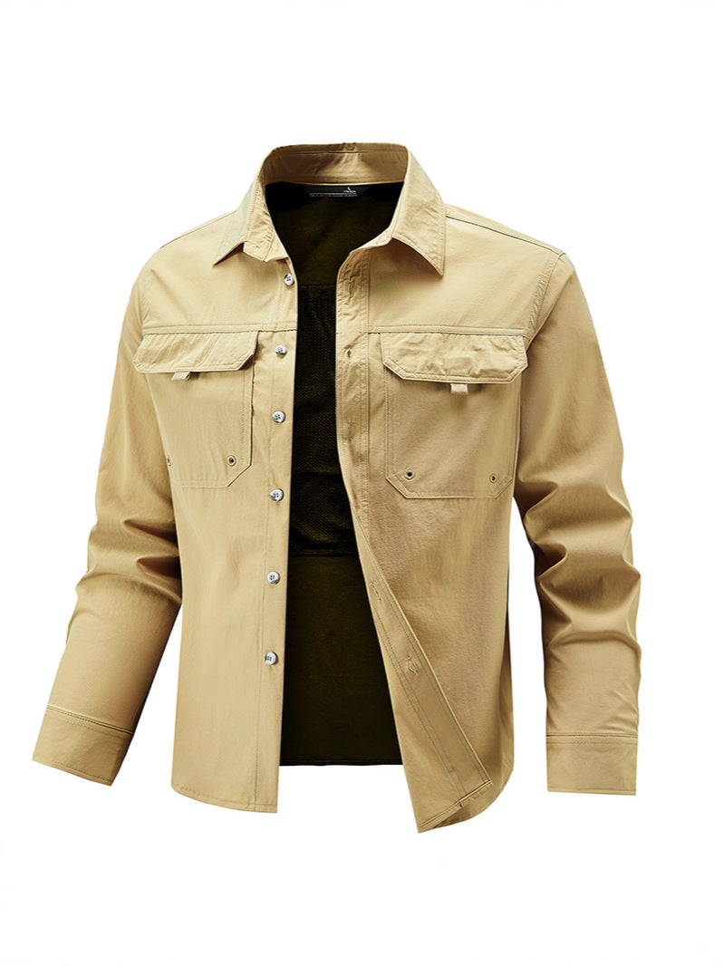 Mens Stretch Quick-Drying Long-Sleeve Shirt