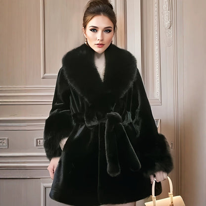 New Autumn Winter Eco-friendly Faux Fur Womens Mid-length Coat