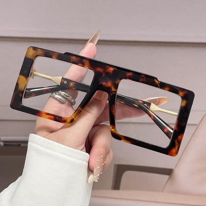 Wide-frame Square Blue-light-blocking Eyeglass Frames For Women