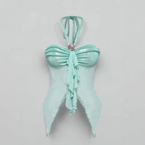 Sexy Asymmetrical Ribbon-strapped Camisole