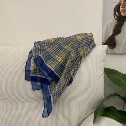 Korean-style Cashew Flower Cotton-Linen Square Scarf For Women