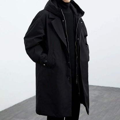 Fake Two-piece Hooded Oversized Thermal Trench Coat