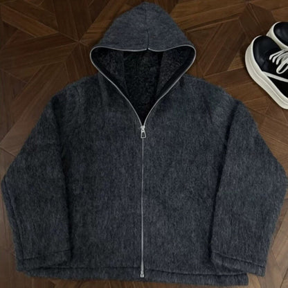 Wool And Mohair Full Zip Cardigan Coat
