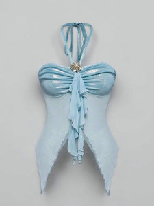 Sexy Asymmetrical Ribbon-strapped Camisole