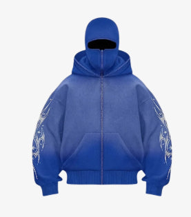 Gradient Design Hooded Cardigan - Unisex Casual Knit Sweater Jacket for Men and Women