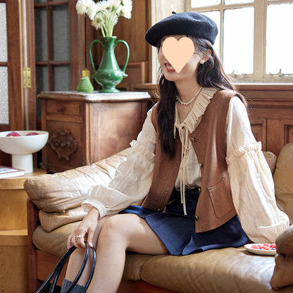 Round-neck Loose-fit Forest Style Vest Top