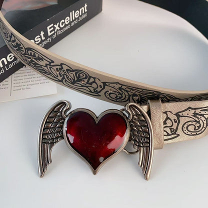 Hip-hop Punk Style Heart Wing Belt
