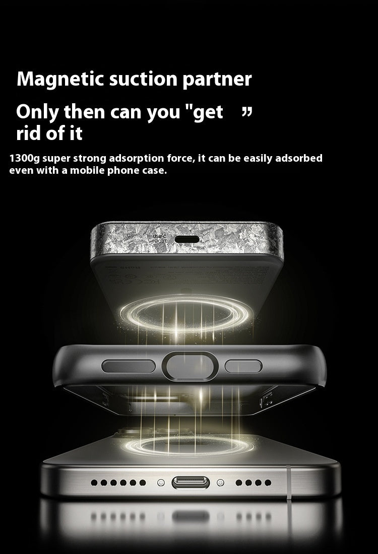 15W Magnetic Power Bank Wireless Carbon Fiber Magsafe Mobile Power Supply