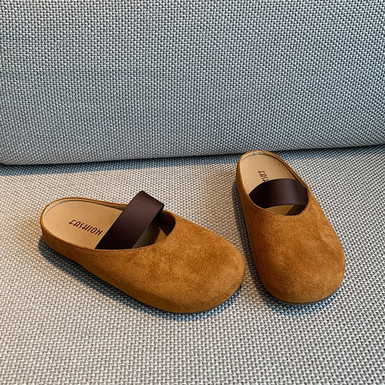 Height-boosting Platform Slipon Closed Toe Ballet Mules For Petite Women, 2026 Spring Autumn New Casual Style Slides