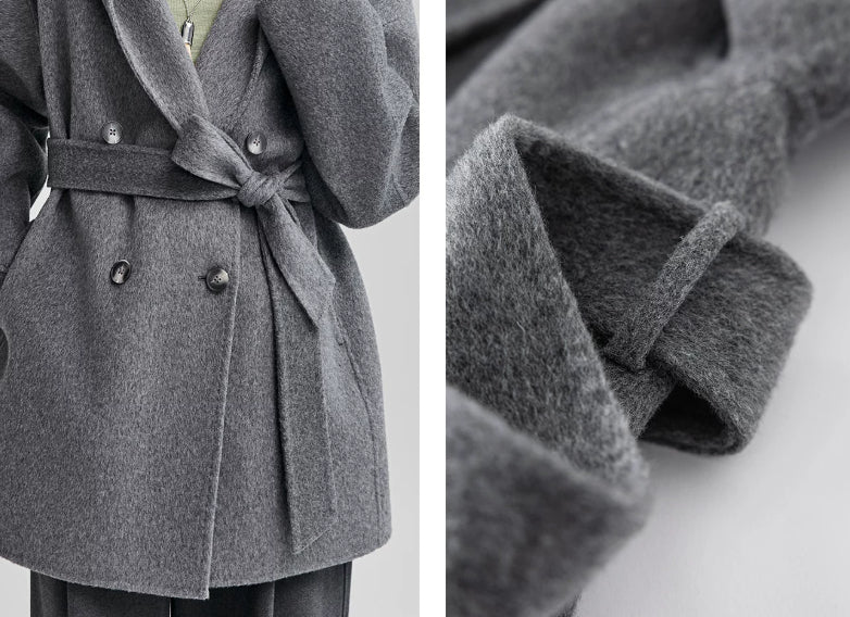 Hooded Oversized V-neck Cashmere Bathrobe Coat