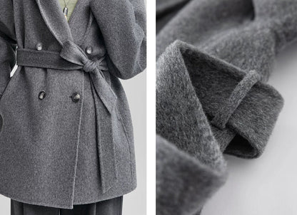Hooded Oversized V-neck Cashmere Bathrobe Coat