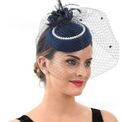 Retro Tulle Hat With Flowers For The Stage