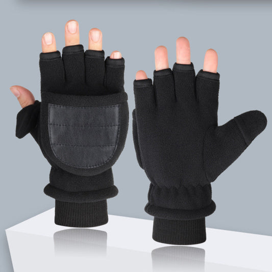 Double-layer Velvet Flip Touch Screen Gloves