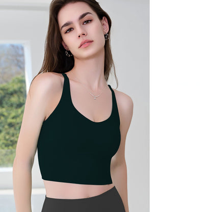 New Women's Sports Cami Tank Top For Outer Wear, Built-in Fixed Padding, Shockproof For Workouts, Crisscross Back Yoga Bra
