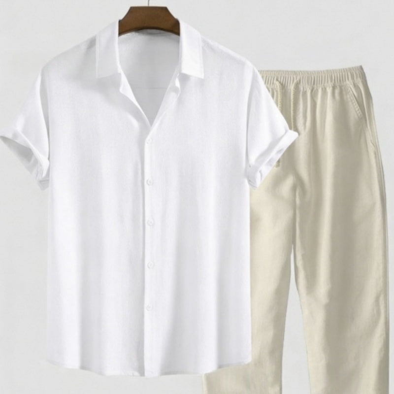 Loose Short Sleeve Shirt Trousers Suit Men