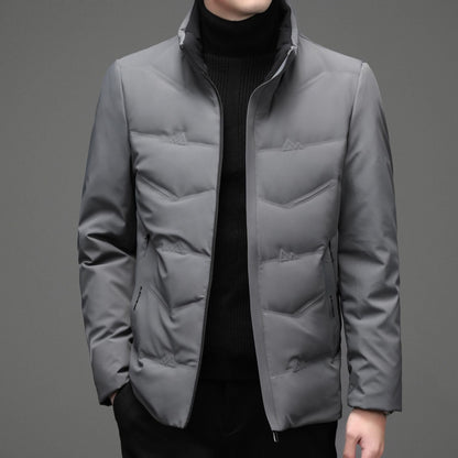 Mens Casual Color Stand-collar White Duck Down Warm Down Jacket