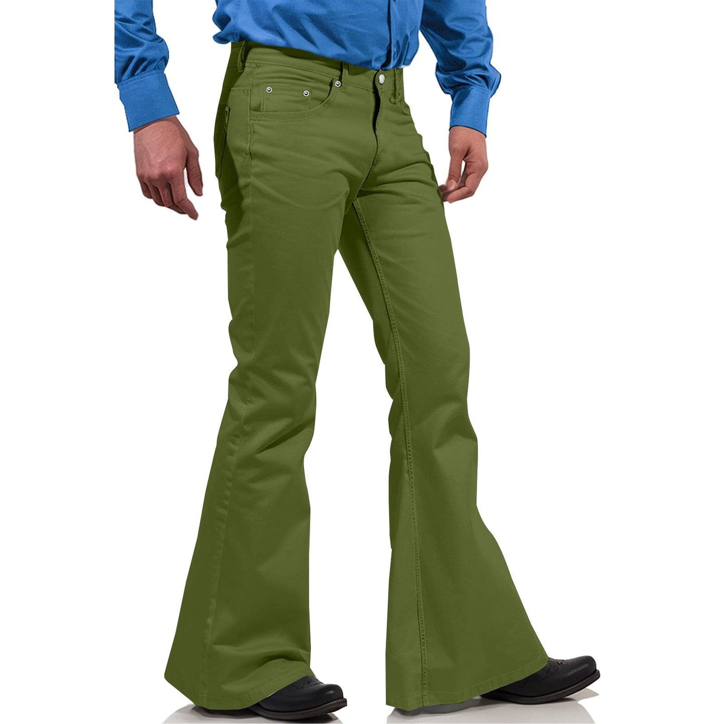 2025 New In-Stock Men's Cross-Border Amazon Solid Color Casual Stretch Slim Retro Flared Pants