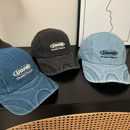 American-style Vintage Water-washed Texture Baseball Cap With Three-dimensional Letters And Curved Brim Baseball Cap For Casual Wear, Versatile And Adjustable, Trendy