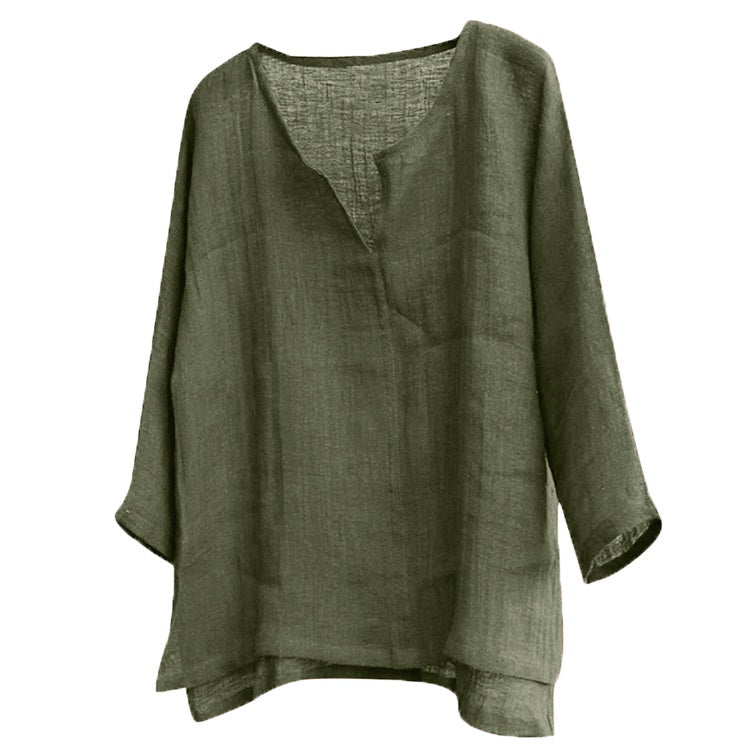 Chinese Style V-neck Men's Long-sleeved Shirt