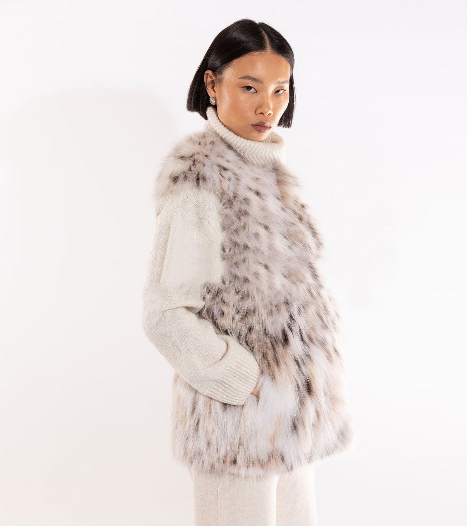 Leopard Print Fur Vest Women's Clothing