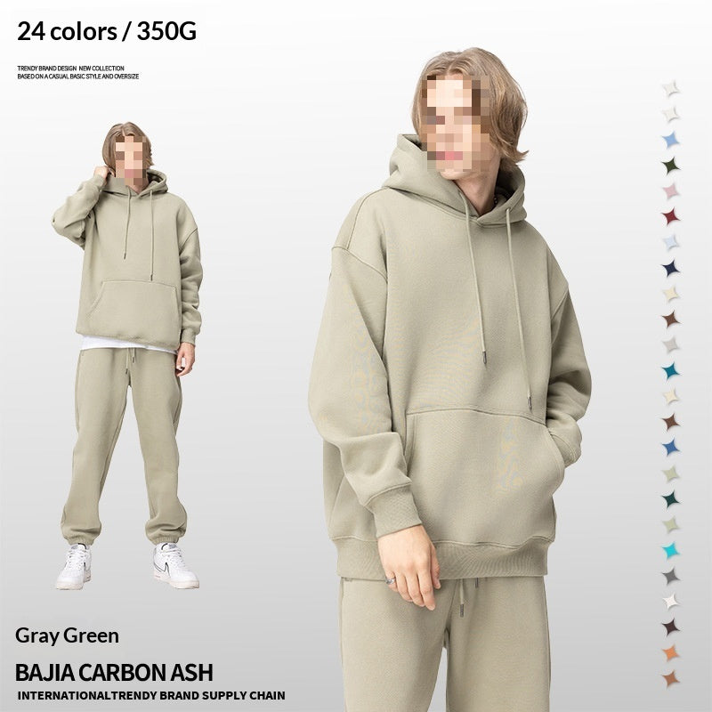 Solid-color Fleece-lined Hoodie For Teens Mens Style