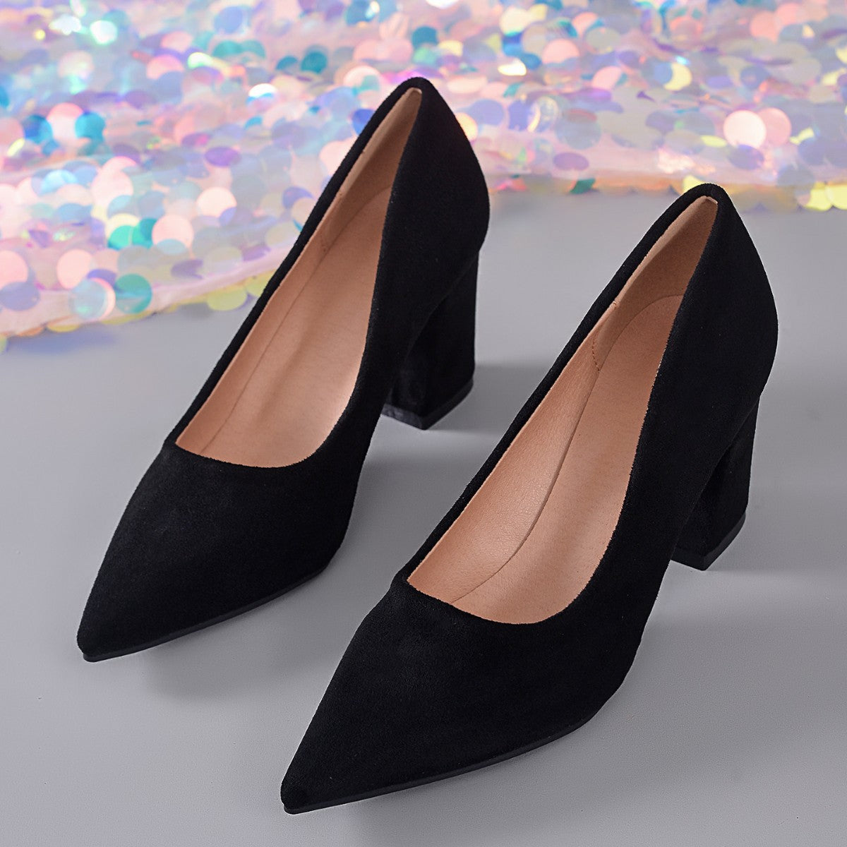 Womens Stylish Block-heeled Work Pumps