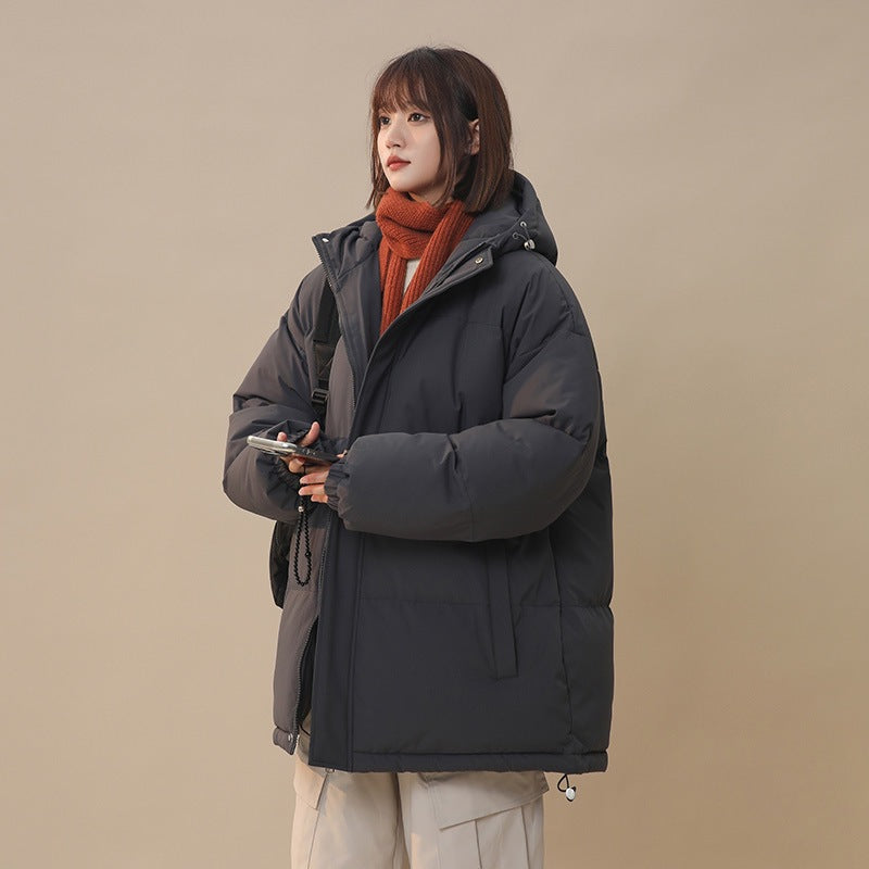 Womens Loose-fitting Solid-color Versatile Cotton Coat