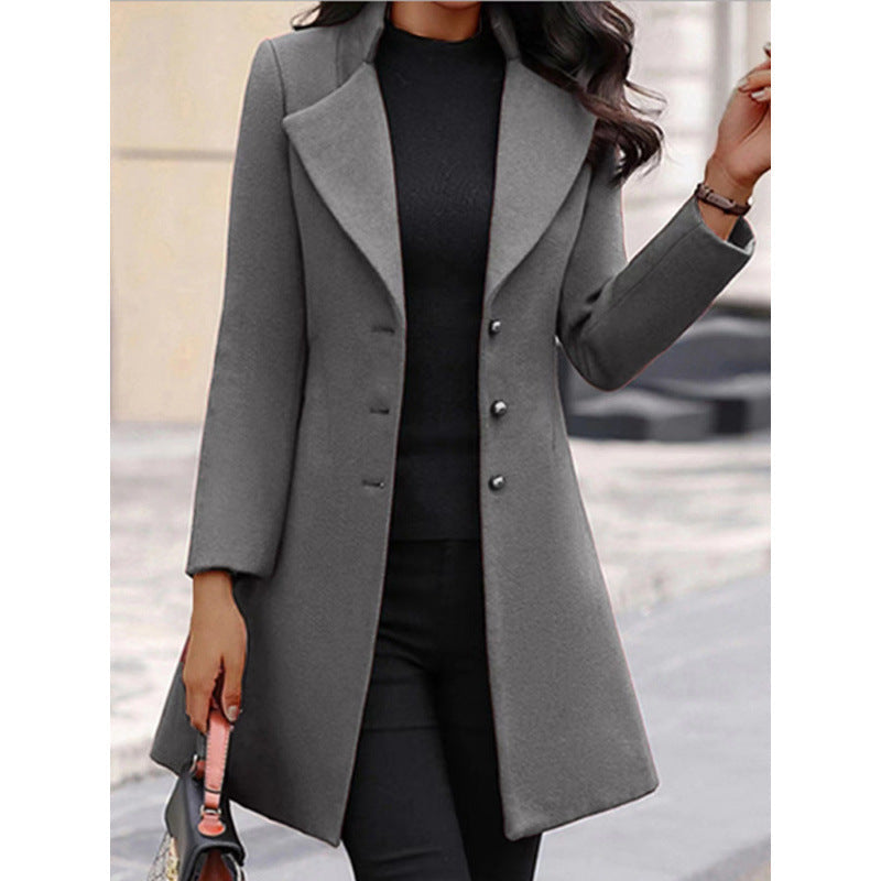 Women's Winter Wool Coat - Classic Warm Long Overcoat for Cold Weather