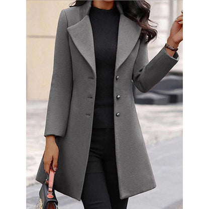 Women's Winter Wool Coat - Classic Warm Long Overcoat for Cold Weather