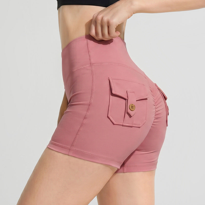 High-Elastic Yoga Shorts, Three-Quarter Length, Peach Butt-Enhancing, Quick-Dry, Workwear-Style, Gym Shorts For Women, Running Sports Shorts, Anti-Exposure
